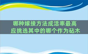 哪种嫁接方法成活率最高 应挑选其中的哪个作为砧木